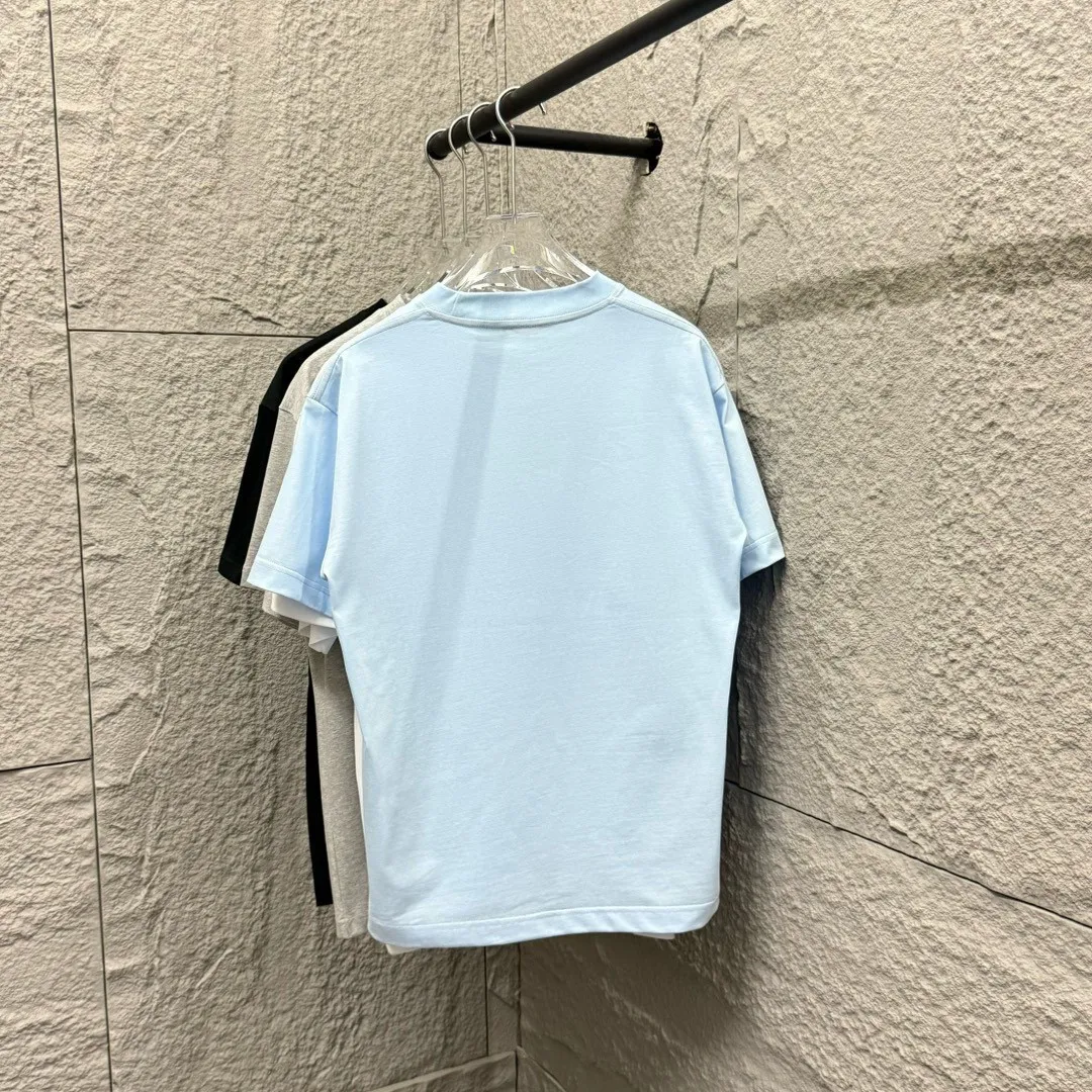 🅿️180 Polo* Ralph Lauren 2025 spring and summer new style Classic pony embroidery Customized double yarn plain cotton fabric Short-sleeved T-shirt Uniform for men and women Color: black white light pink light blue Size: S (90-130 pounds) M (120-150 pounds) L (140-165 pounds) XL (160-180 pounds) XXL (180-210 pounds)